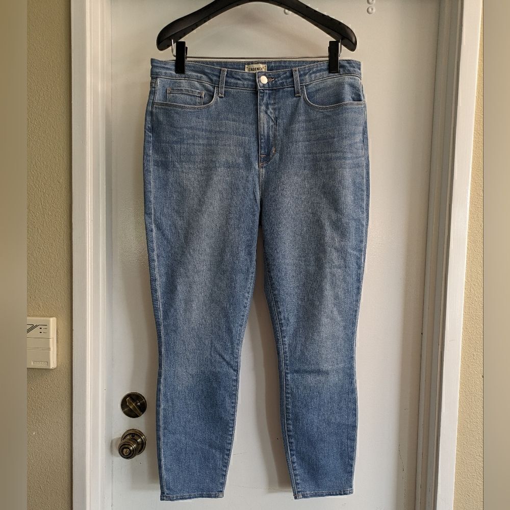L'AGENCE Womens Mid-Rise Straight Leg  Blue Jeans Size 34